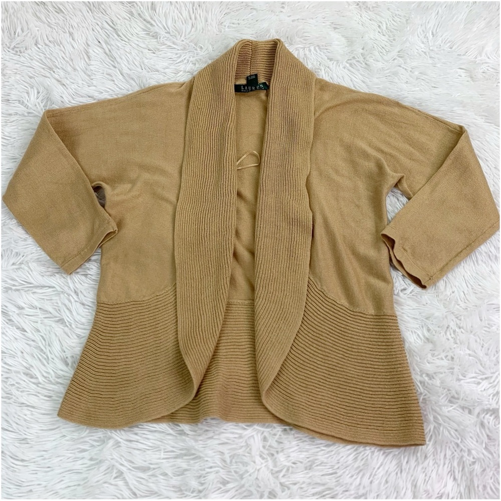 Lauren Ralph Lauren long sleeve Camel Open Front Cardigan